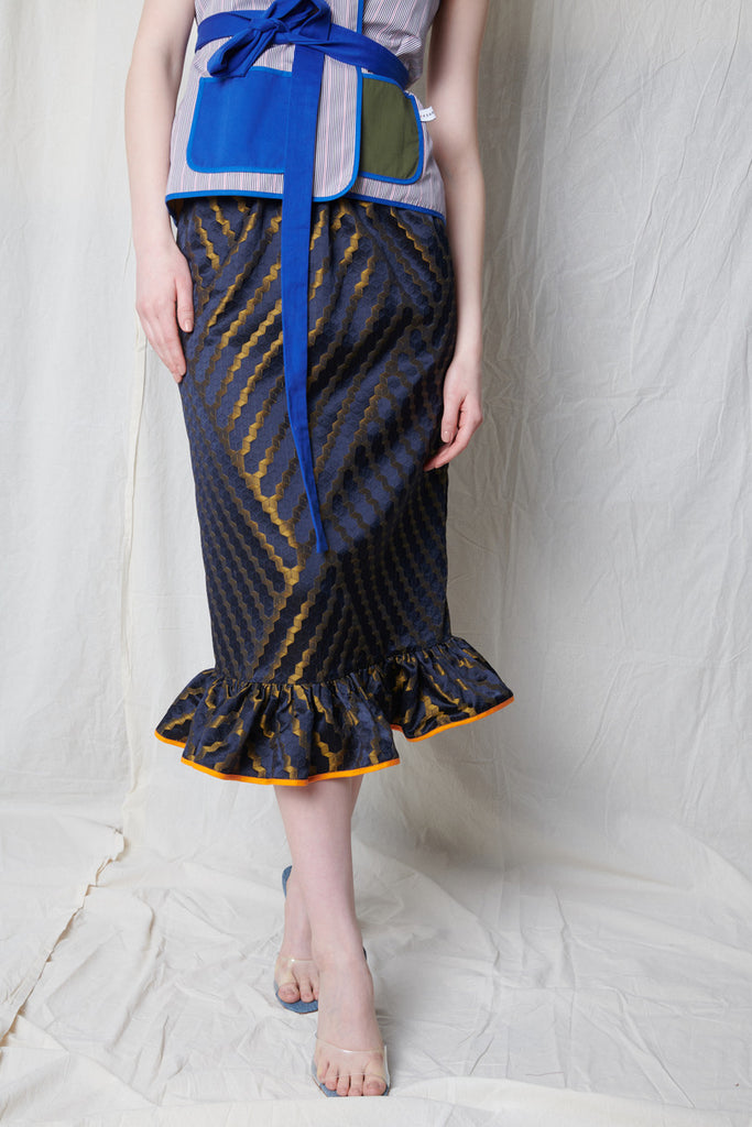 Dark blue silk skirt