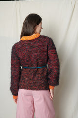 Knitwear No. 54. Orange collar Cardigan with belt