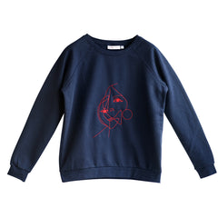 Montauk. Embroidered art sweatshirt blue/red 2